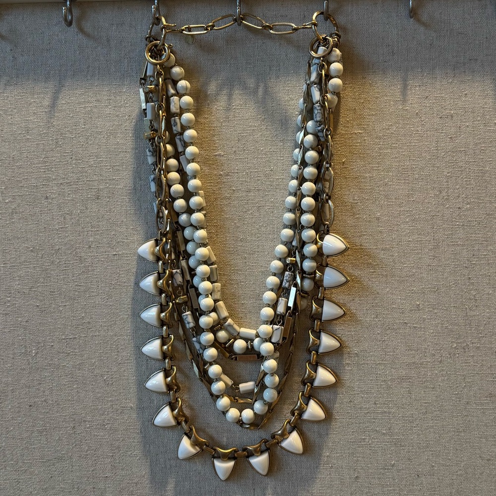 EUC Stella & Dot Vintage Sutton White Multi-Layer Necklace